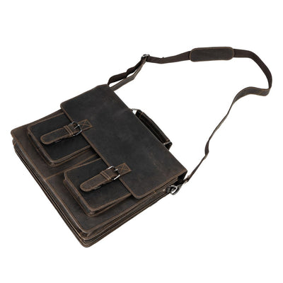 JOSH 15,6" LAPTOP BAG/BRIEFCASE - BROWN - Leather Greenwood Bag | The Greenwood Leather Online Shop Australia