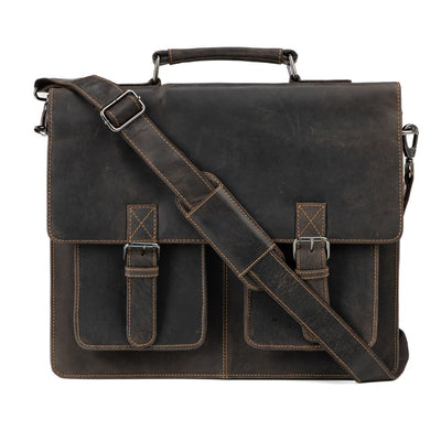 JOSH 15,6" LAPTOP BAG/BRIEFCASE - BROWN - Leather Greenwood Bag | The Greenwood Leather Online Shop Australia