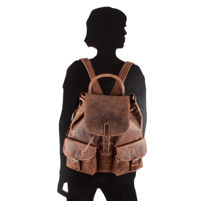 Drawstring Backpack Sandy - Sandal - Unisex - Greenwood Leather