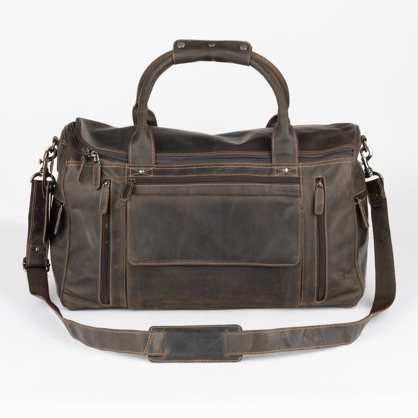 Greenwood Leather Travel Bag Large - Casual Vintage Look Brown - Greenwood Leather