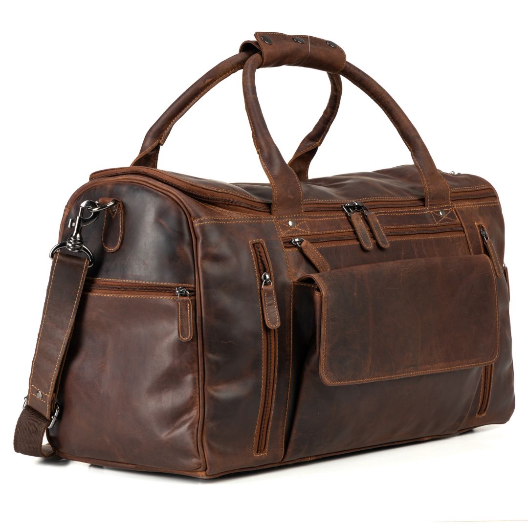Greenwood Leather Travel Bag Large - Casual Vintage Look Sandal - Greenwood Leather
