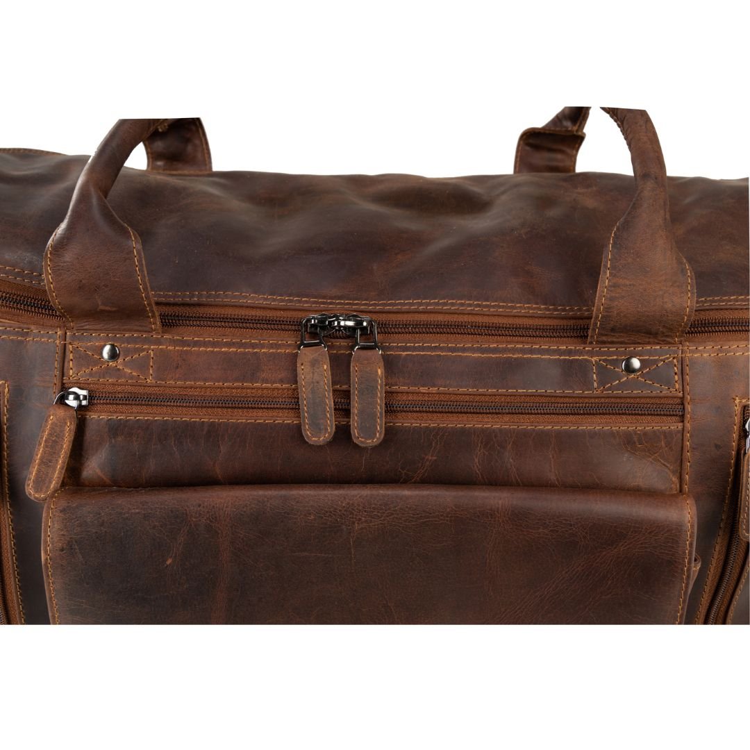 Greenwood Leather Travel Bag Large - Casual Vintage Look Sandal - Greenwood Leather