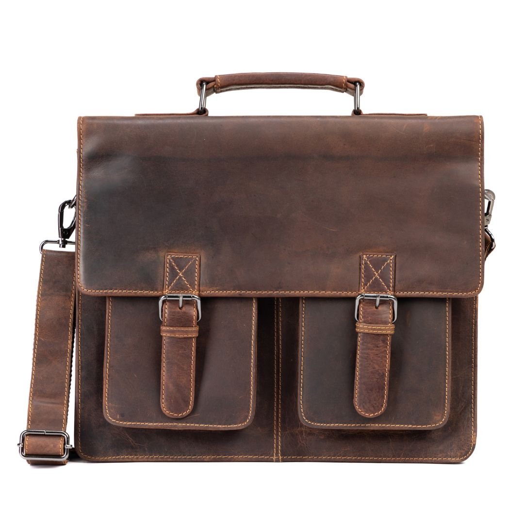 Josh Full - Grain Leather Briefcase – Large Business Shoulder Bag for Men & Women - Greenwood Leather - Greenwood Leather