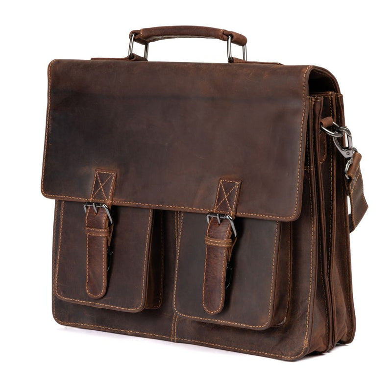 Josh Full - Grain Leather Briefcase – Large Business Shoulder Bag for Men & Women - Greenwood Leather - Greenwood Leather