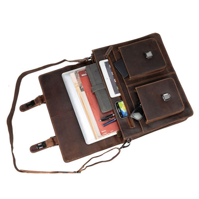 Josh Full - Grain Leather Briefcase – Large Business Shoulder Bag for Men & Women - Greenwood Leather - Greenwood Leather