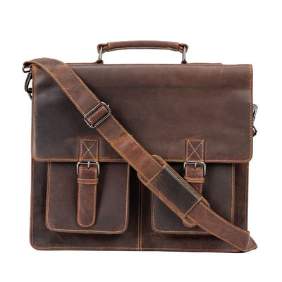 Josh Full - Grain Leather Briefcase – Large Business Shoulder Bag for Men & Women - Greenwood Leather - Greenwood Leather