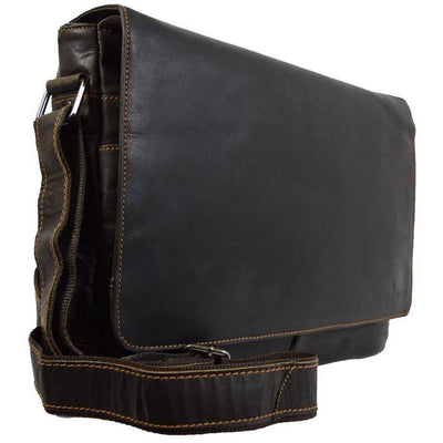 Leather Shoulder Laptop Bag Brown Gent - Greenwood Leather