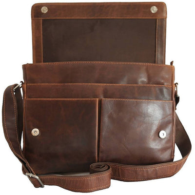 Leather Shoulder Laptop Bag Sandal Gent - Greenwood Leather