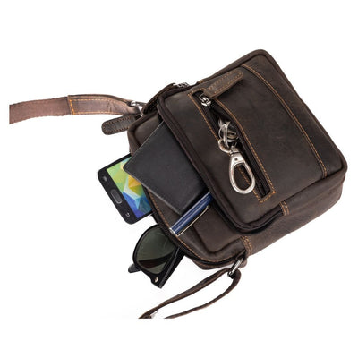 Leather Shoulder Bag Oliver - Brown - Greenwood Leather