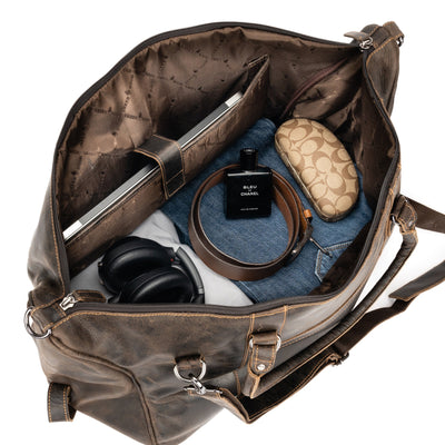 The Weekender Duffle Bag - Brown - Greenwood Leather